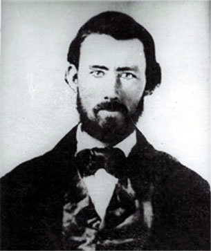 Black and white photograph taken circa 1858 of Daniel McDonald in a handsome civilian suit