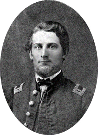 Black and white photo of Alfred D. Owen, Field & Staff, 80th Indiana Volunteer Infantry, in uniform, enhanced image.